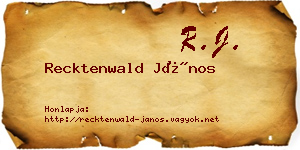 Recktenwald János névjegykártya